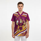 Brisbane Broncos Rugby Mascot Scrub Top Fierce Athlete Graphic in Sports Style
