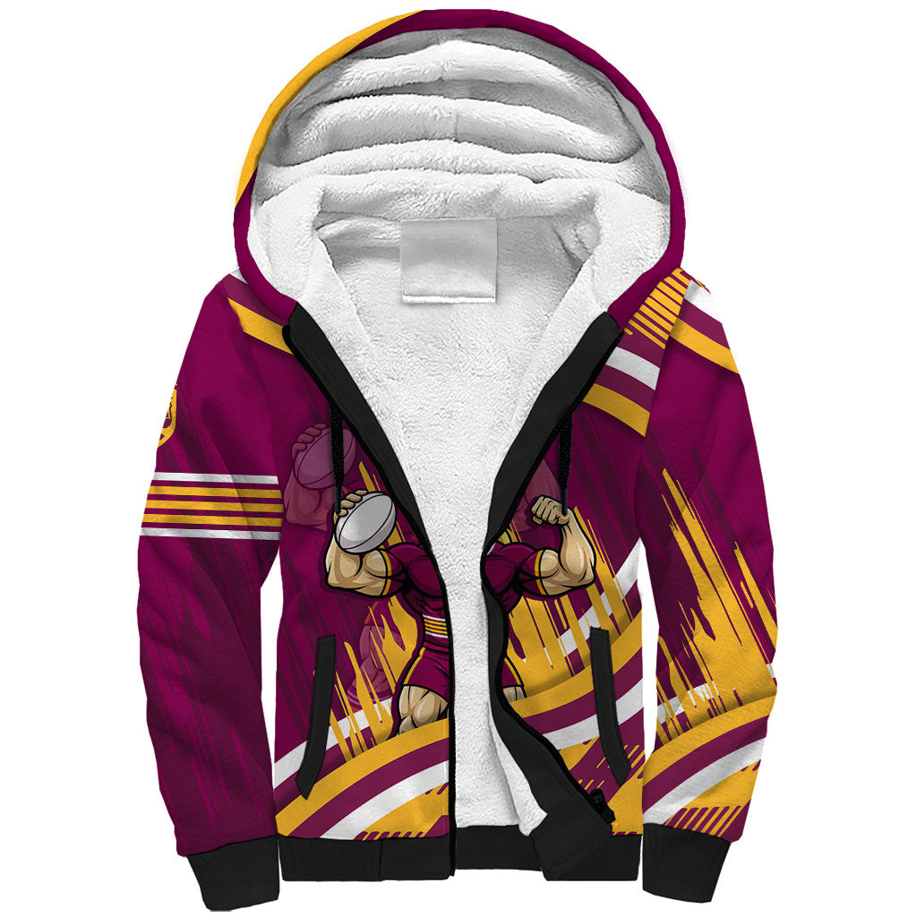 Brisbane Broncos Rugby Mascot Sherpa Hoodie Fierce Athlete Graphic in Sports Style