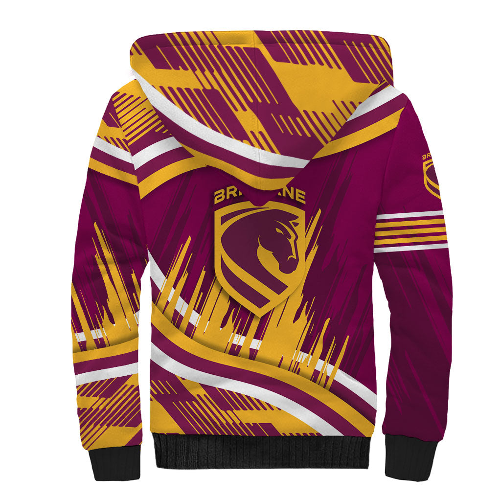 Brisbane Broncos Rugby Mascot Sherpa Hoodie Fierce Athlete Graphic in Sports Style