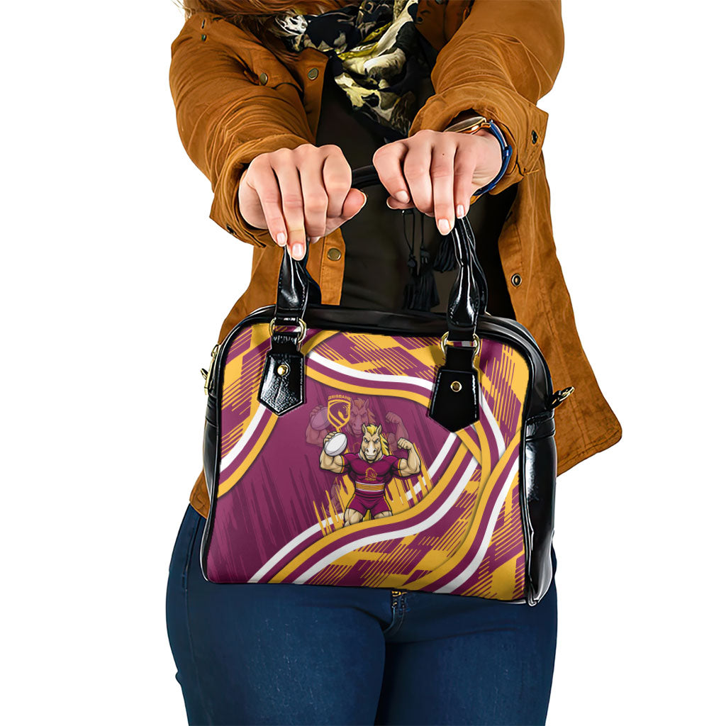 Brisbane Broncos Rugby Mascot Shoulder Handbag Fierce Athlete Graphic in Sports Style