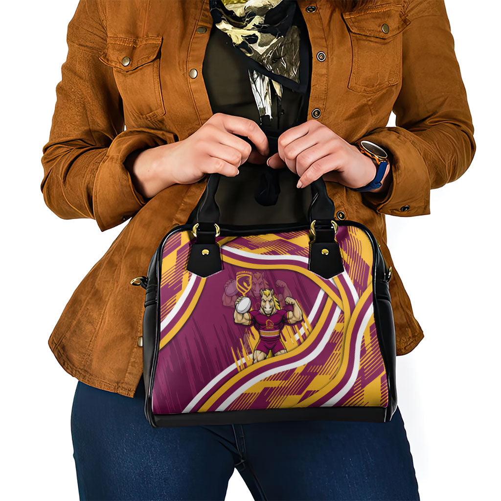 Brisbane Broncos Rugby Mascot Shoulder Handbag Fierce Athlete Graphic in Sports Style