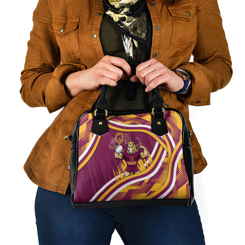 Brisbane Broncos Rugby Mascot Shoulder Handbag Fierce Athlete Graphic in Sports Style