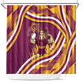 Brisbane Broncos Rugby Mascot Shower Curtain Fierce Athlete Graphic in Sports Style