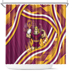 Brisbane Broncos Rugby Mascot Shower Curtain Fierce Athlete Graphic in Sports Style