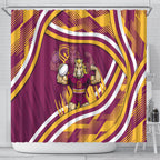 Brisbane Broncos Rugby Mascot Shower Curtain Fierce Athlete Graphic in Sports Style
