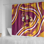 Brisbane Broncos Rugby Mascot Shower Curtain Fierce Athlete Graphic in Sports Style