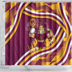 Brisbane Broncos Rugby Mascot Shower Curtain Fierce Athlete Graphic in Sports Style