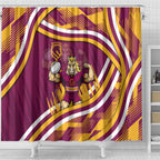 Brisbane Broncos Rugby Mascot Shower Curtain Fierce Athlete Graphic in Sports Style