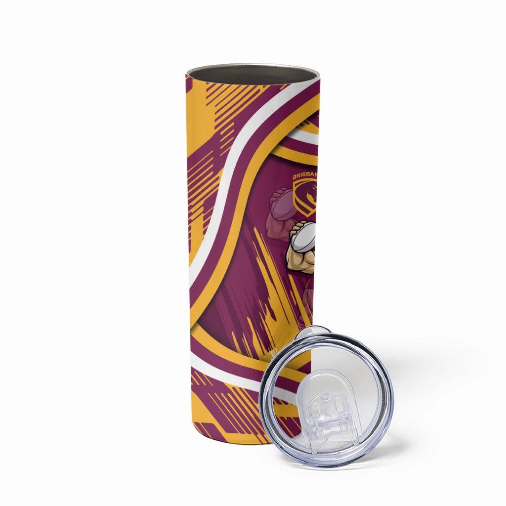Brisbane Broncos Rugby Mascot Skinny Tumbler Fierce Athlete Graphic in Sports Style