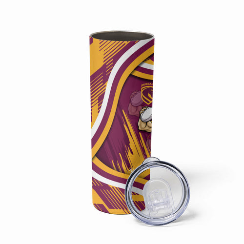 Brisbane Broncos Rugby Mascot Skinny Tumbler Fierce Athlete Graphic in Sports Style
