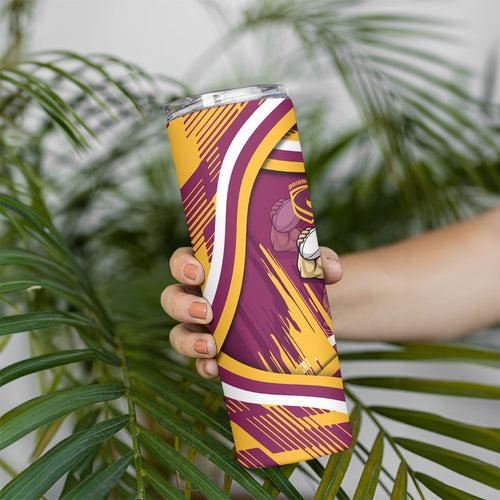 Brisbane Broncos Rugby Mascot Skinny Tumbler Fierce Athlete Graphic in Sports Style