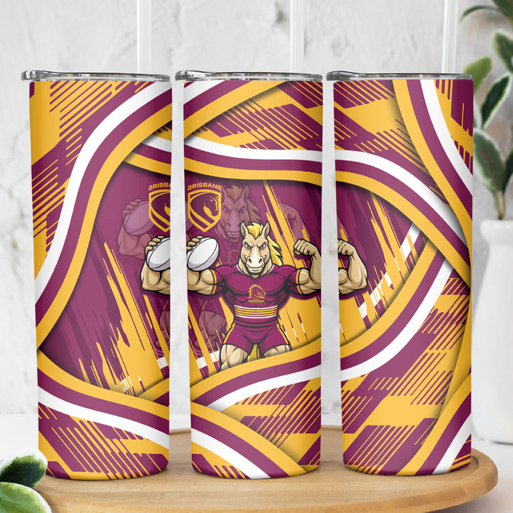 Brisbane Broncos Rugby Mascot Skinny Tumbler Fierce Athlete Graphic in Sports Style
