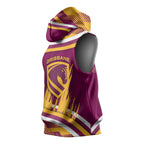 Brisbane Broncos Rugby Mascot Sleeveless Hoodie Fierce Athlete Graphic in Sports Style