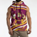 Brisbane Broncos Rugby Mascot Sleeveless Hoodie Fierce Athlete Graphic in Sports Style