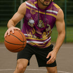 Brisbane Broncos Rugby Mascot Sleeveless Hoodie Fierce Athlete Graphic in Sports Style