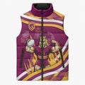 Brisbane Broncos Rugby Mascot Sleeveless Puffer Jacket Fierce Athlete Graphic in Sports Style