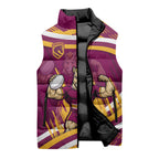 Brisbane Broncos Rugby Mascot Sleeveless Puffer Jacket Fierce Athlete Graphic in Sports Style
