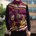 Brisbane Broncos Rugby Mascot Sleeveless Puffer Jacket Fierce Athlete Graphic in Sports Style