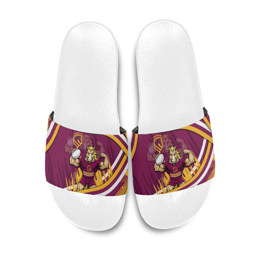 Brisbane Broncos Rugby Mascot Slide Sandals Fierce Athlete Graphic in Sports Style