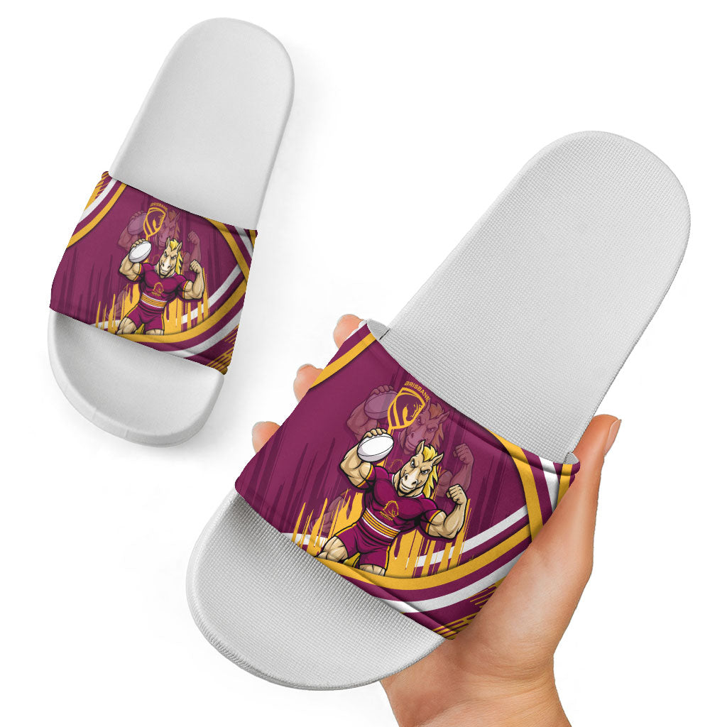 Brisbane Broncos Rugby Mascot Slide Sandals Fierce Athlete Graphic in Sports Style