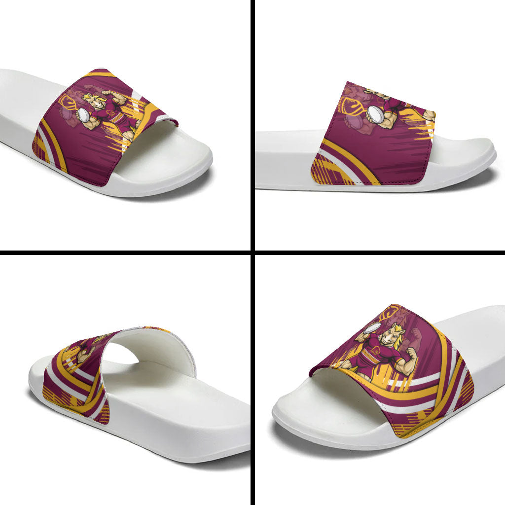 Brisbane Broncos Rugby Mascot Slide Sandals Fierce Athlete Graphic in Sports Style