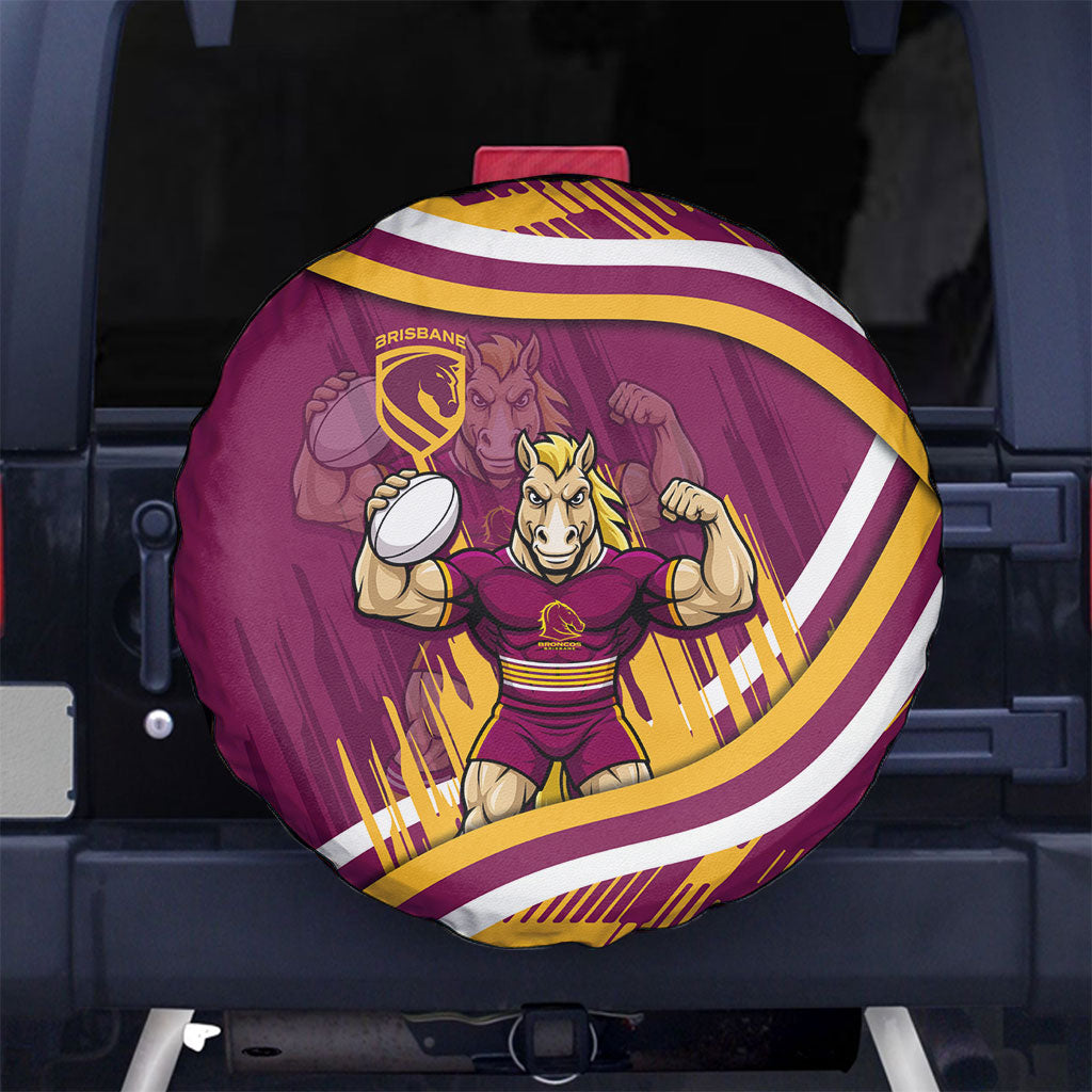 Brisbane Broncos Rugby Mascot Spare Tire Cover Fierce Athlete Graphic in Sports Style