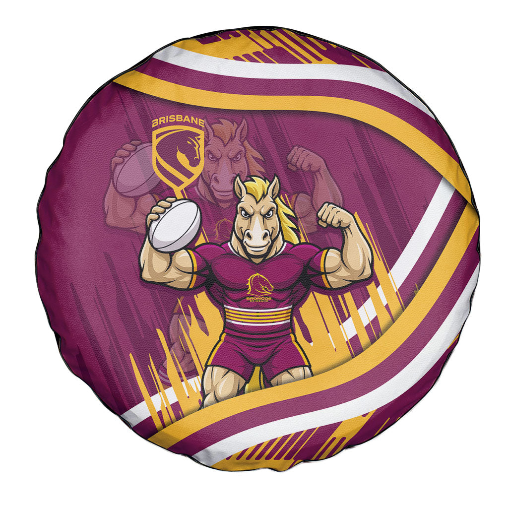 Brisbane Broncos Rugby Mascot Spare Tire Cover Fierce Athlete Graphic in Sports Style