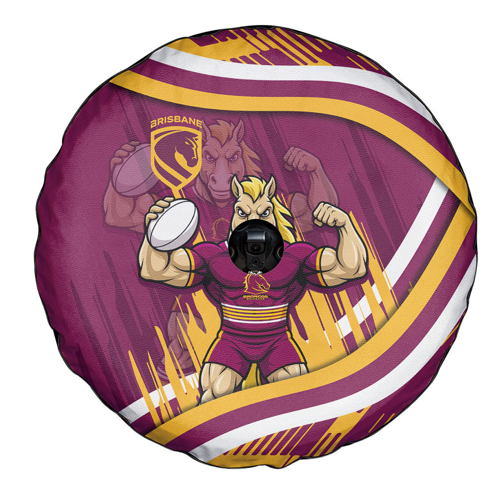 Brisbane Broncos Rugby Mascot Spare Tire Cover Fierce Athlete Graphic in Sports Style