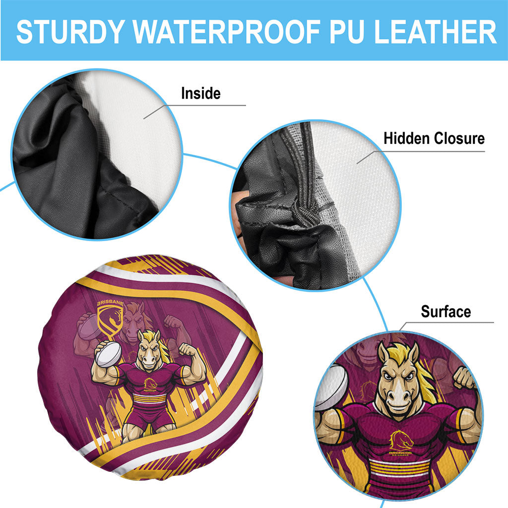 Brisbane Broncos Rugby Mascot Spare Tire Cover Fierce Athlete Graphic in Sports Style