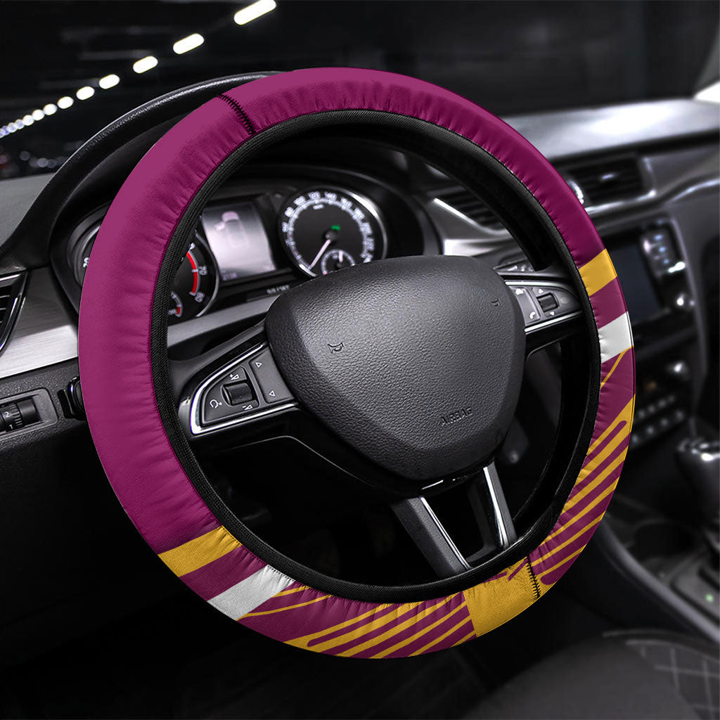 Brisbane Broncos Rugby Mascot Steering Wheel Cover Fierce Athlete Graphic in Sports Style