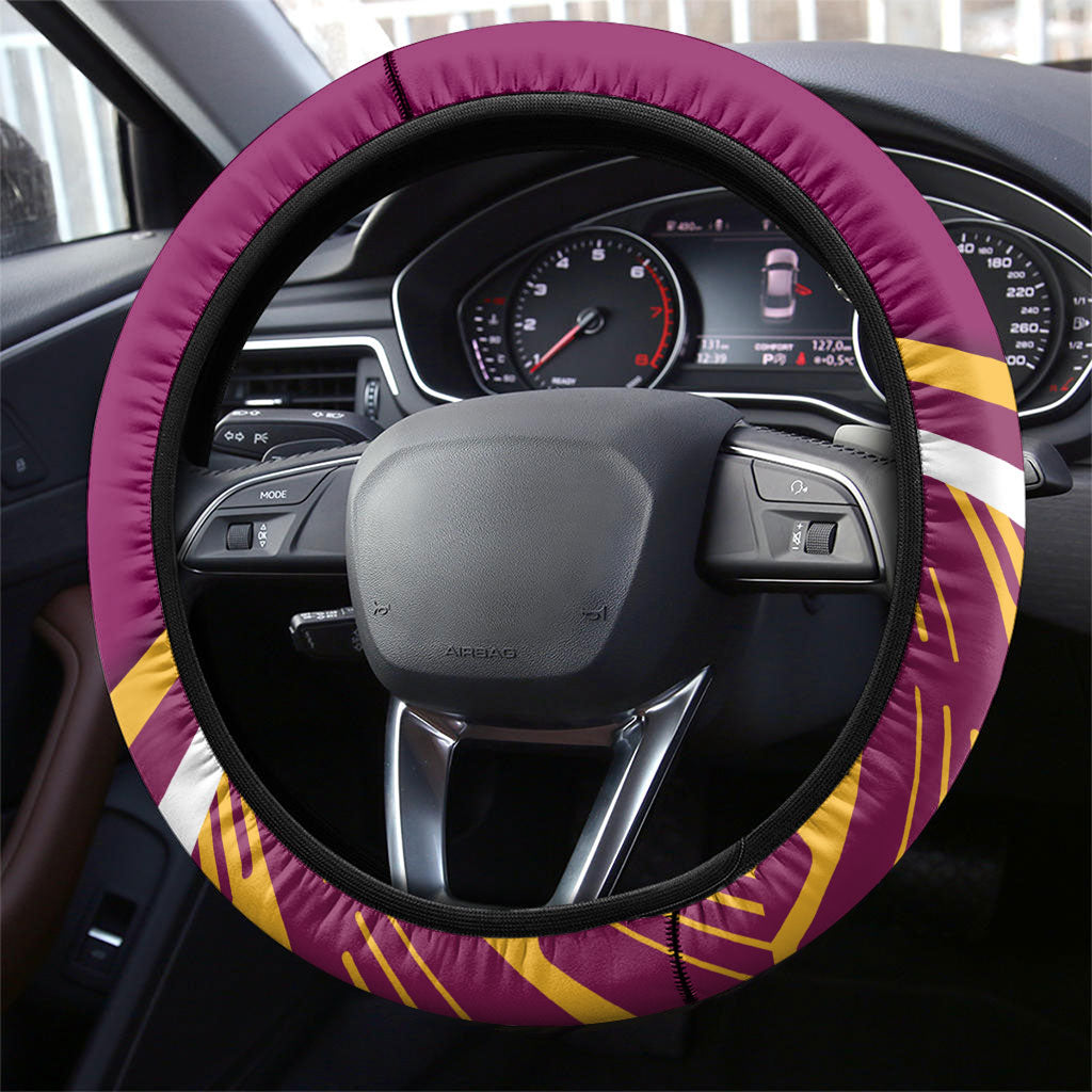 Brisbane Broncos Rugby Mascot Steering Wheel Cover Fierce Athlete Graphic in Sports Style