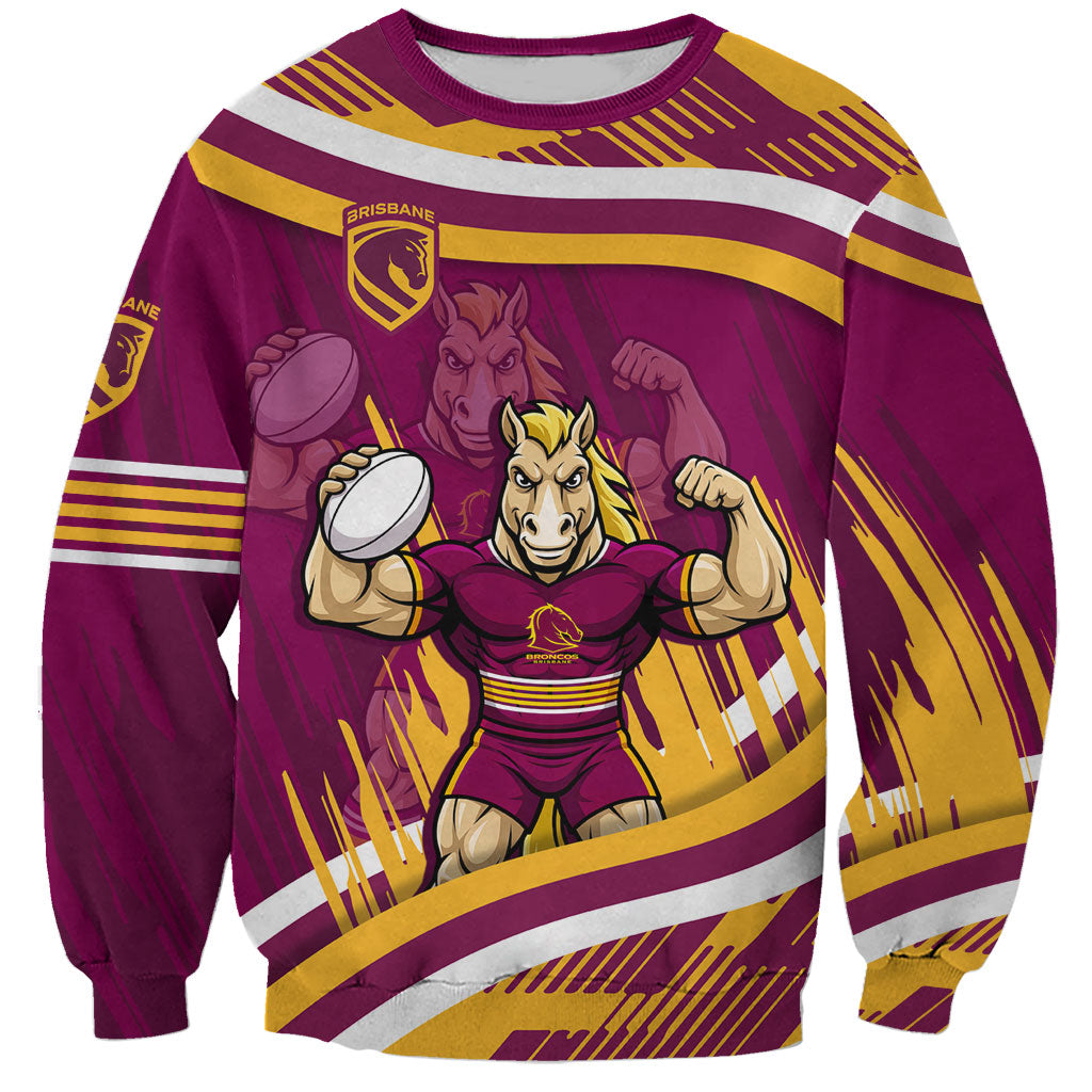 Brisbane Broncos Rugby Mascot Sweatshirt Fierce Athlete Graphic in Sports Style
