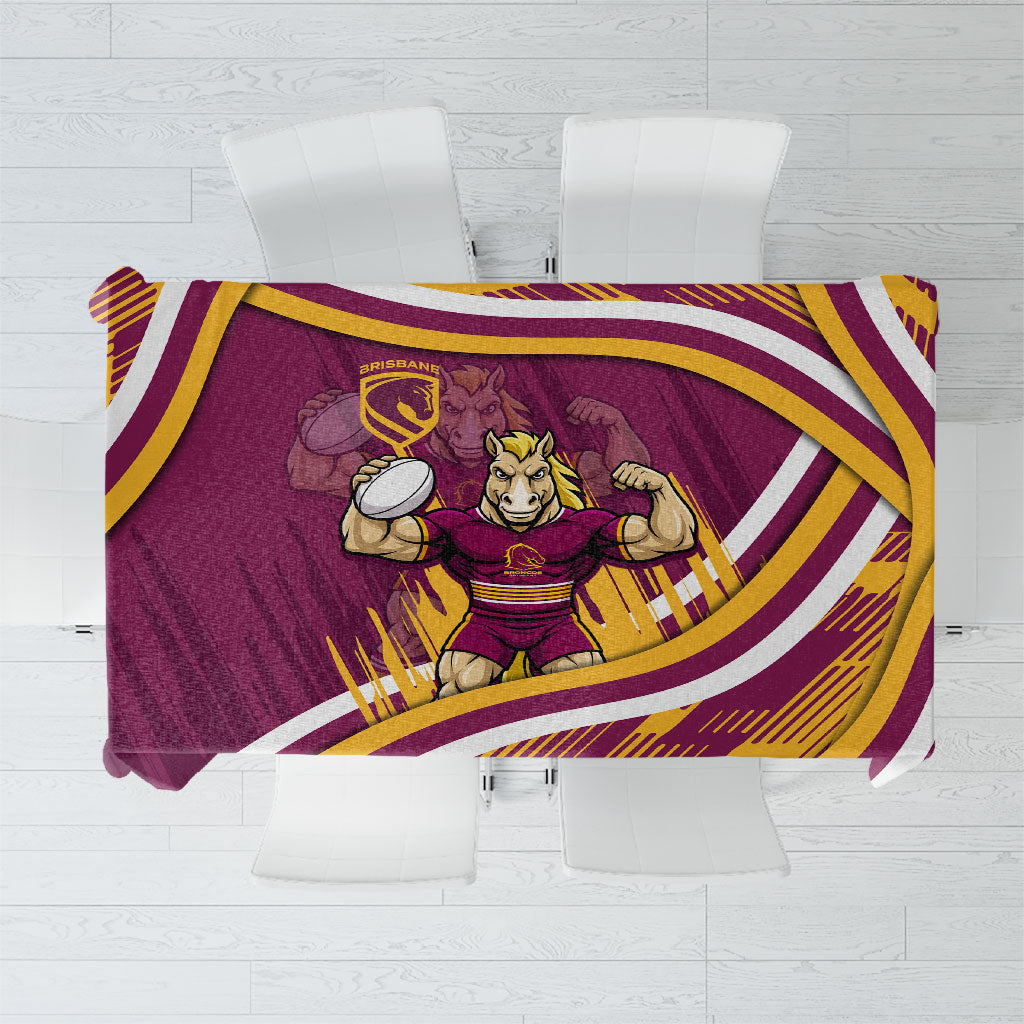 Brisbane Broncos Rugby Mascot Tablecloth Fierce Athlete Graphic in Sports Style