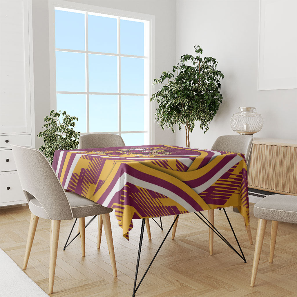 Brisbane Broncos Rugby Mascot Tablecloth Fierce Athlete Graphic in Sports Style