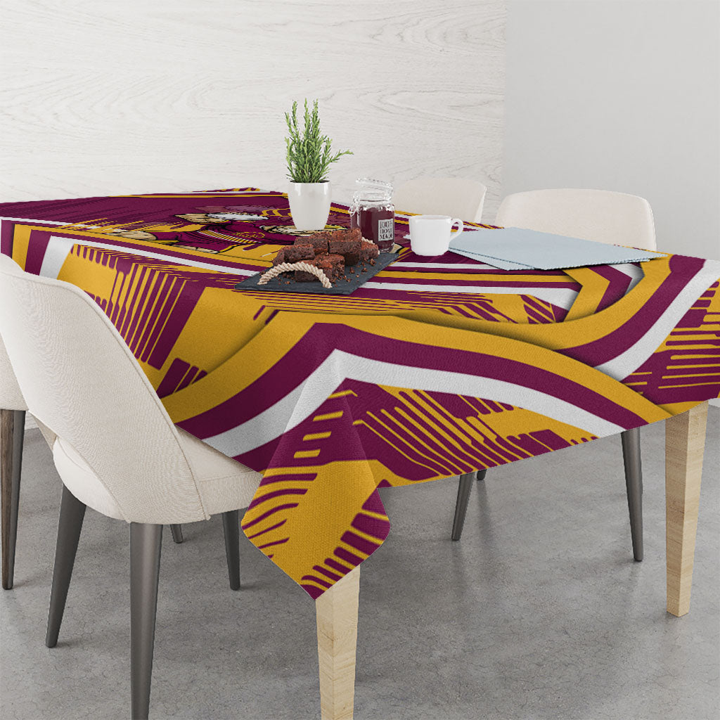 Brisbane Broncos Rugby Mascot Tablecloth Fierce Athlete Graphic in Sports Style