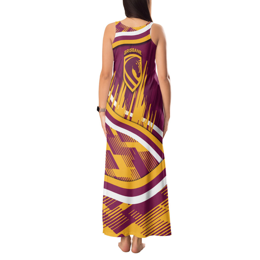 Brisbane Broncos Rugby Mascot Tank Maxi Dress Fierce Athlete Graphic in Sports Style