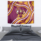 Brisbane Broncos Rugby Mascot Tapestry Fierce Athlete Graphic in Sports Style