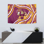 Brisbane Broncos Rugby Mascot Tapestry Fierce Athlete Graphic in Sports Style