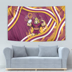 Brisbane Broncos Rugby Mascot Tapestry Fierce Athlete Graphic in Sports Style