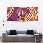 Brisbane Broncos Rugby Mascot Tapestry Fierce Athlete Graphic in Sports Style
