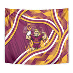 Brisbane Broncos Rugby Mascot Tapestry Fierce Athlete Graphic in Sports Style