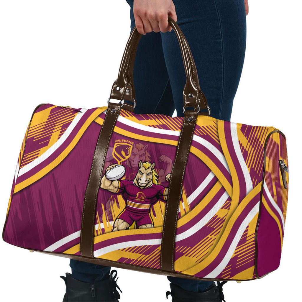 Brisbane Broncos Rugby Mascot Travel Bag Fierce Athlete Graphic in Sports Style