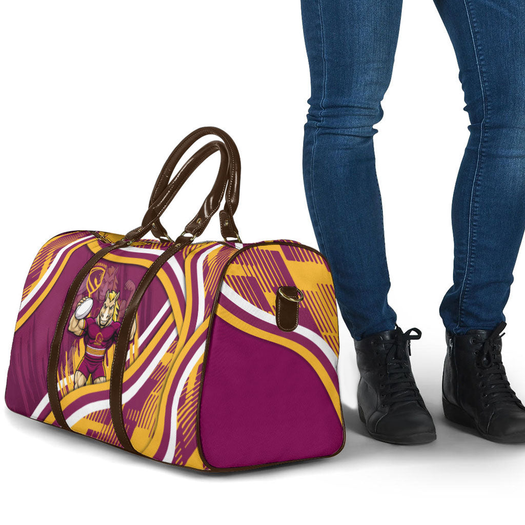 Brisbane Broncos Rugby Mascot Travel Bag Fierce Athlete Graphic in Sports Style