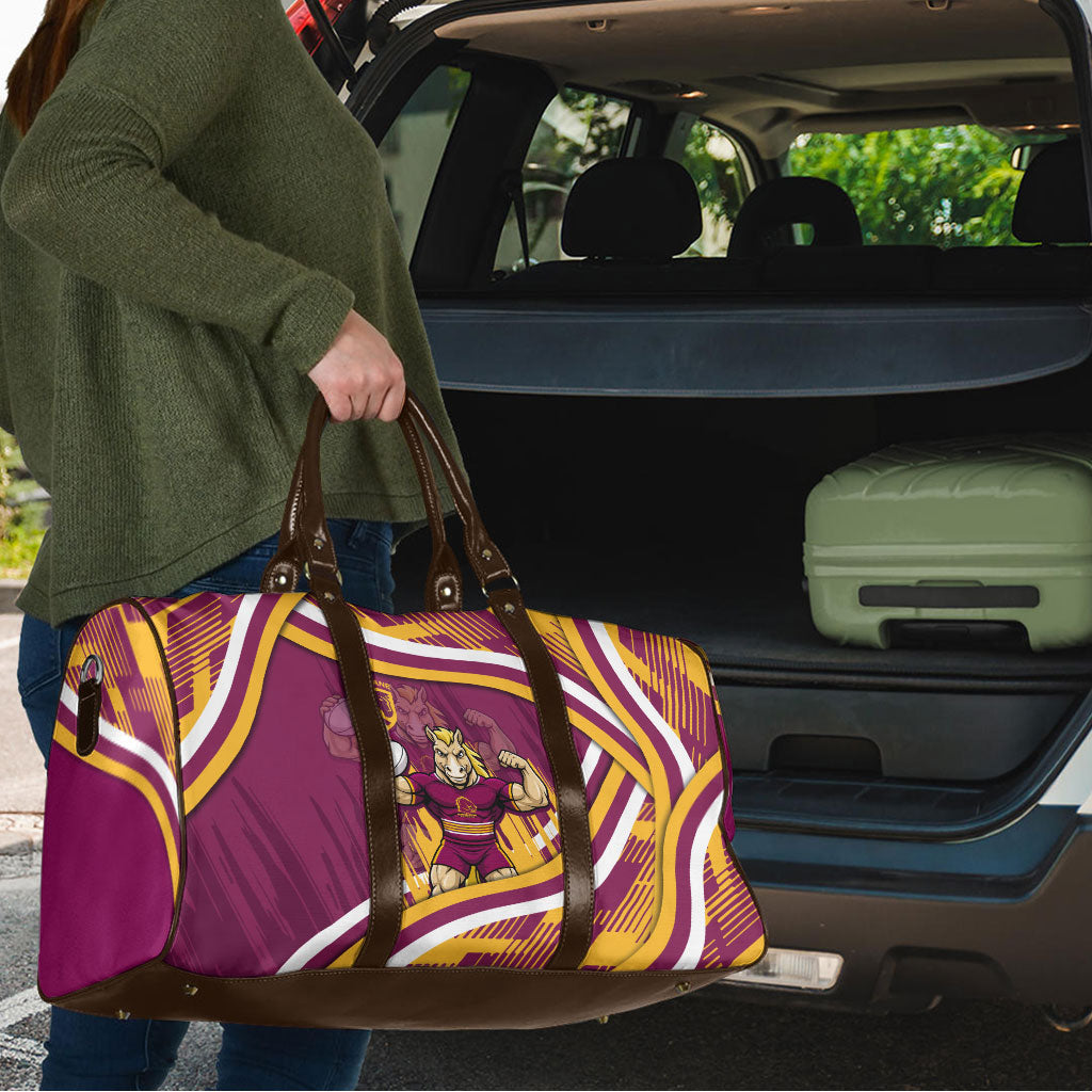 Brisbane Broncos Rugby Mascot Travel Bag Fierce Athlete Graphic in Sports Style