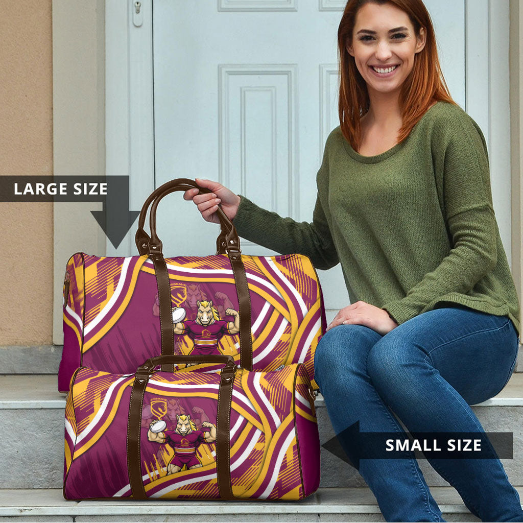 Brisbane Broncos Rugby Mascot Travel Bag Fierce Athlete Graphic in Sports Style