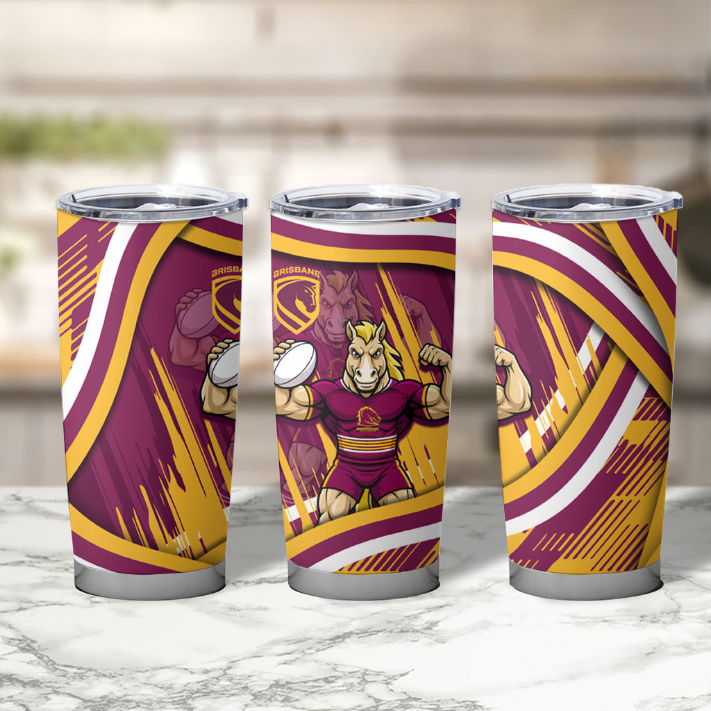 Brisbane Broncos Rugby Mascot Tumbler Cup Fierce Athlete Graphic in Sports Style