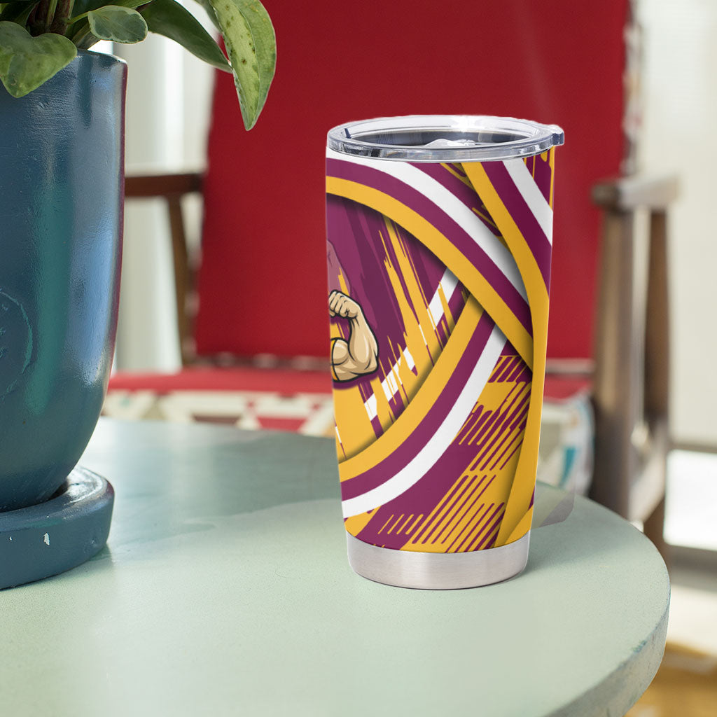 Brisbane Broncos Rugby Mascot Tumbler Cup Fierce Athlete Graphic in Sports Style