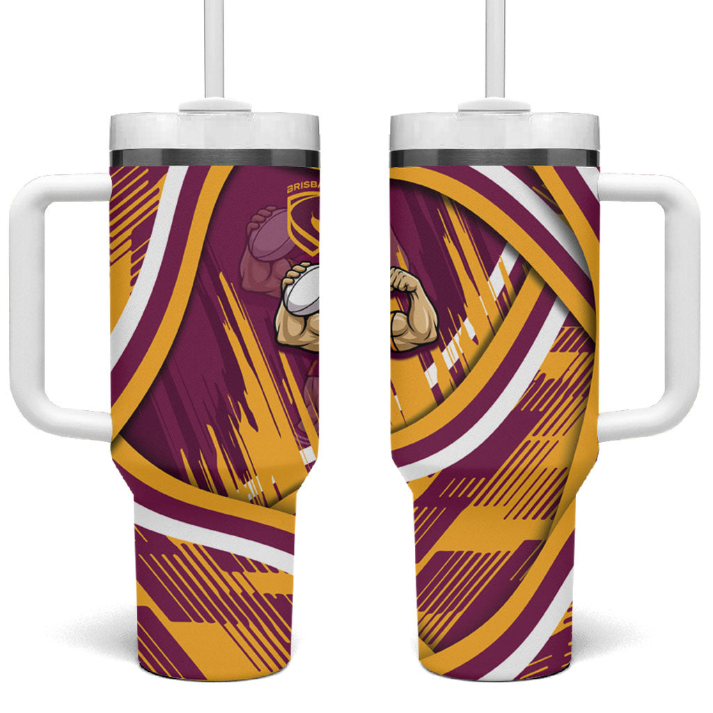 Brisbane Broncos Rugby Mascot Tumbler With Handle Fierce Athlete Graphic in Sports Style