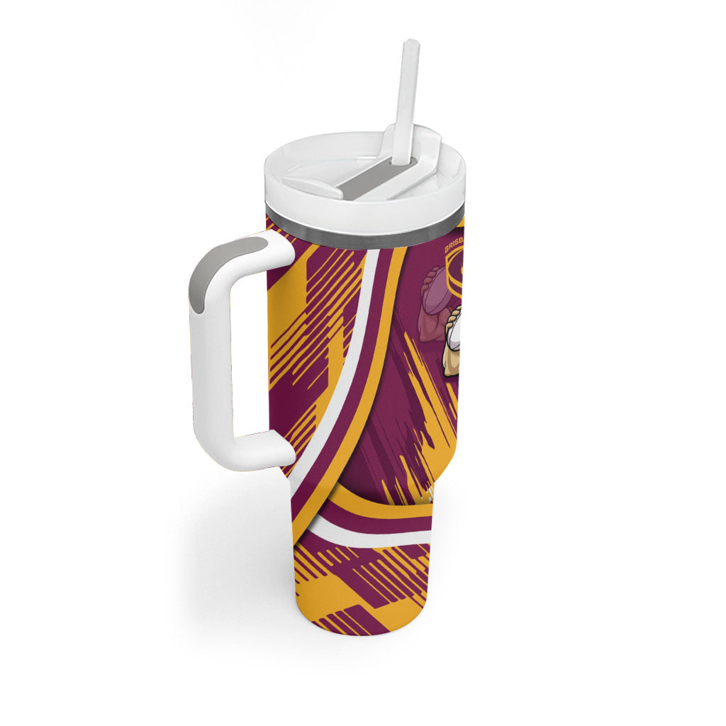 Brisbane Broncos Rugby Mascot Tumbler With Handle Fierce Athlete Graphic in Sports Style