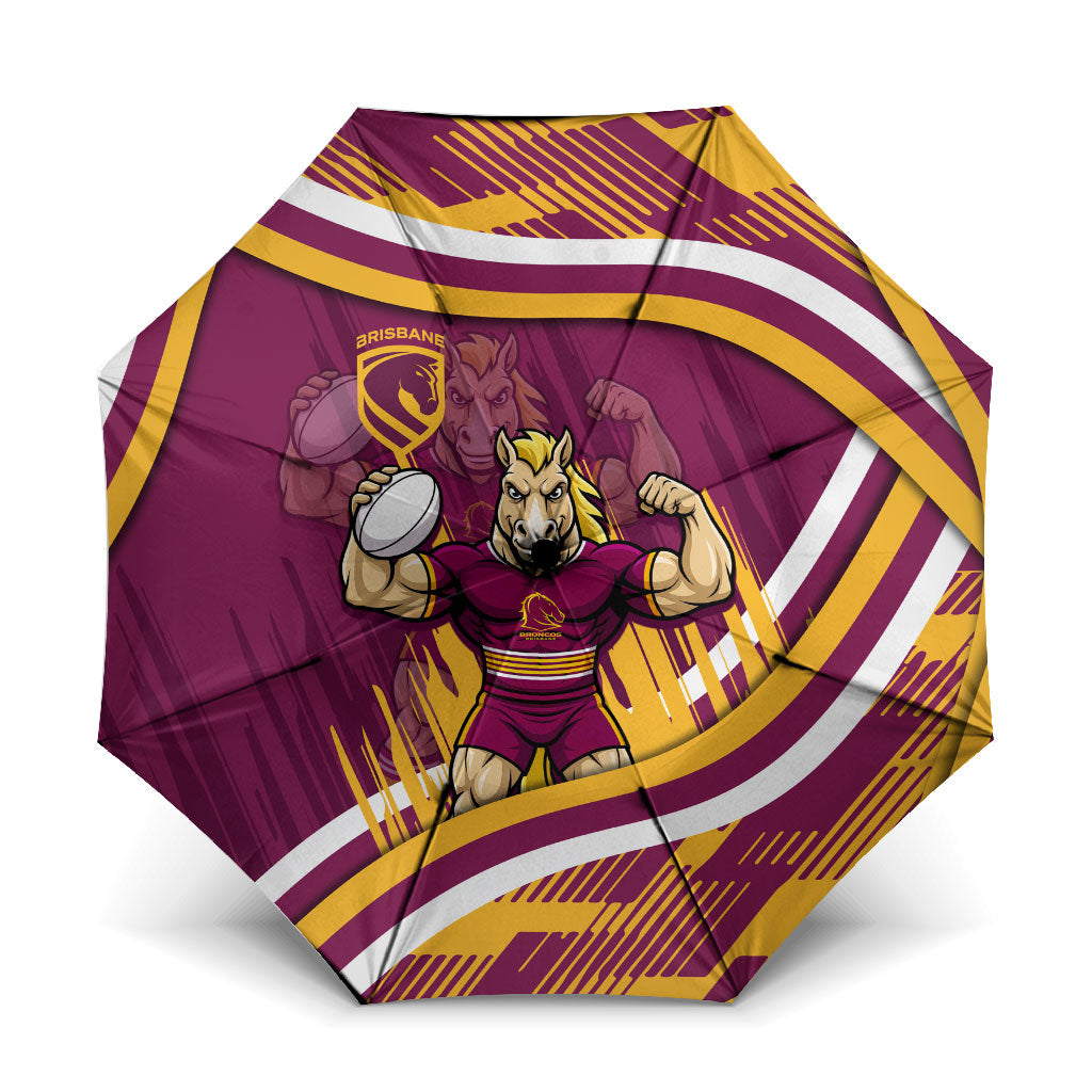 Brisbane Broncos Rugby Mascot Umbrella Fierce Athlete Graphic in Sports Style